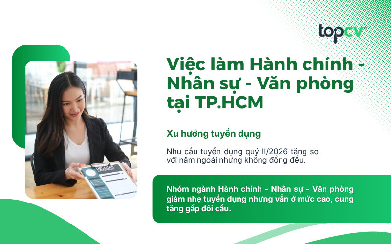 Nhu cầu tuyển dụng việc làm Hành chính - Nhân sự - Văn phòng giảm nhẹ vào quý II/2026
